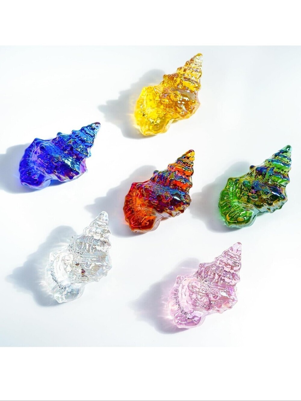 Hand-Blown Glass Shell Accent - Multicolor Set